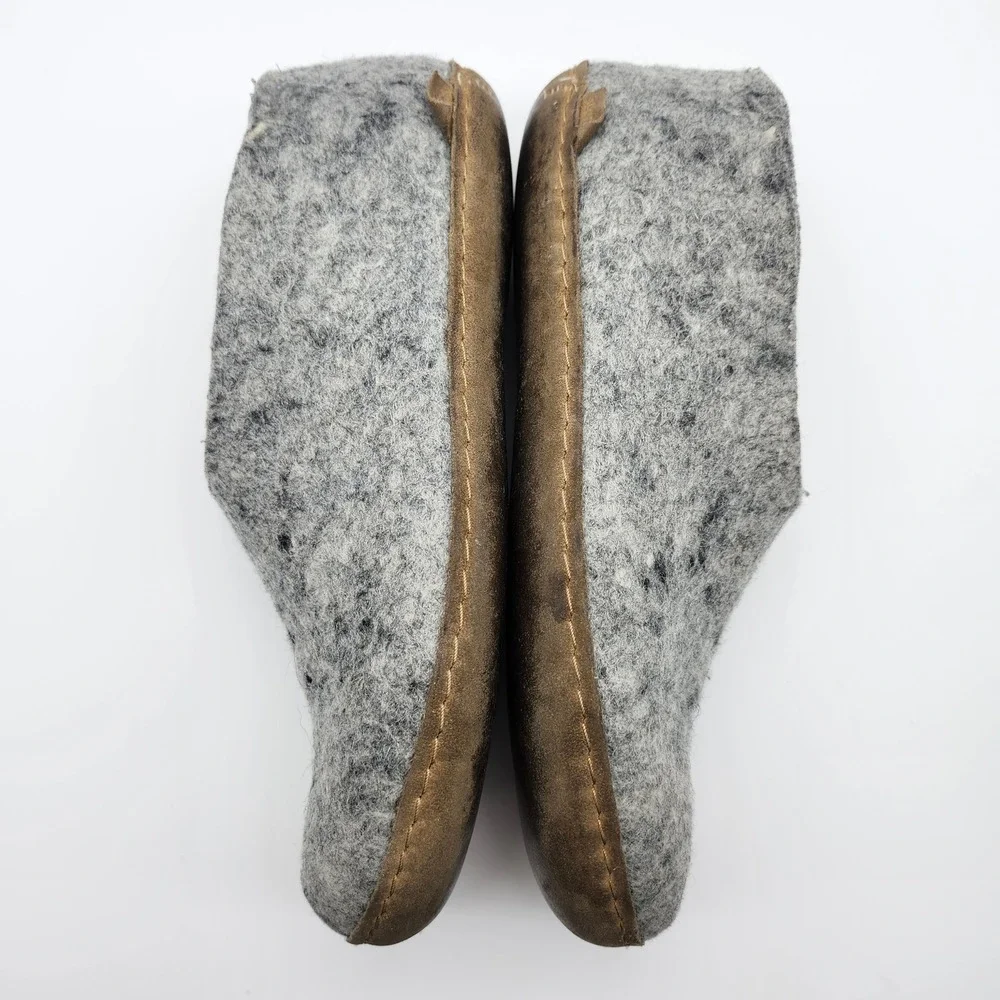 Glerups Grey Wool Felt Slippers Shoes Leather Sole EU 39, Womens US 8.5, Men 7 - Picture 7 of 10